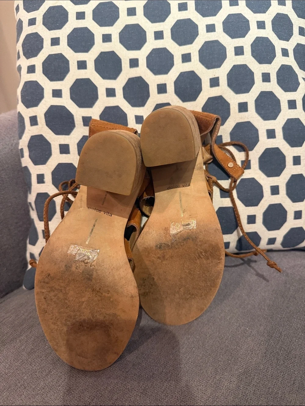 Dolce Vita Brown Lace-Up Suede Block Heel Sandals